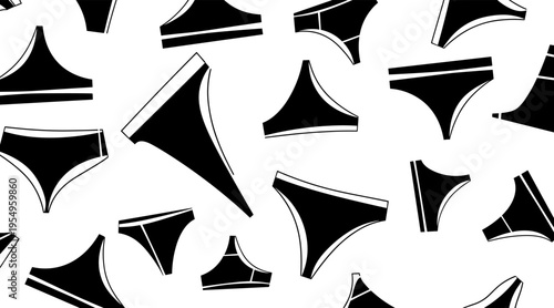 Underwear briefs repeating pattern on white seamless layout, no seamless