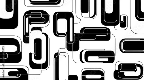 Rounded rectangles forming interconnected pattern on white background, no seamless