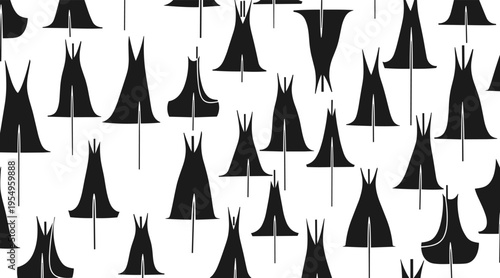 Tulip silhouettes repeating pattern on white background, no seamless