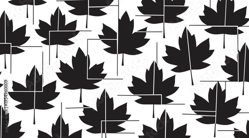 Maple leaves scattered in overlapping monochrome pattern, no seamless