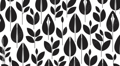 Leaf shapes repeating vertical pattern on white background, no seamless