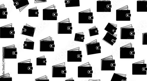 Wallet icons scattered across white seamless pattern background, no seamless