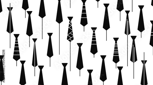 Rows of necktie silhouettes arranged on white background, no seamless