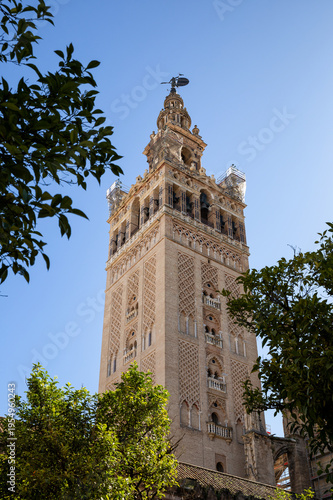 Giralda is the bell tower of Seville Cathedral in Seville, Spain