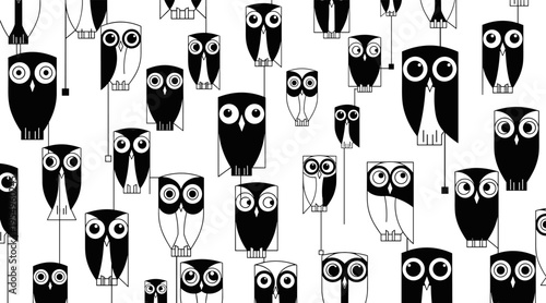 Owl icons repeated in vertical arrangement on white background, no seamless