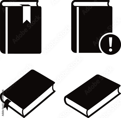 Four black and white book illustrations with different orientations