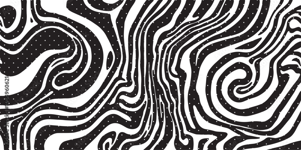 Obraz premium A seamless black and white zebra skin pattern featuring curved vector lines and a vintage texture for an elegant animal print fabric design or wallpaper backdrop