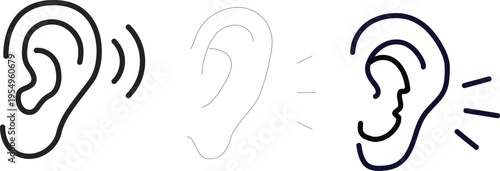 Ear with sound waves vector