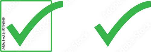 Tick and cross checkbox set, blank box option, simple UI vector icons