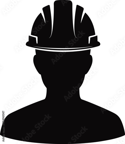 Silhouette of a person wearing a hard hat for construction safety