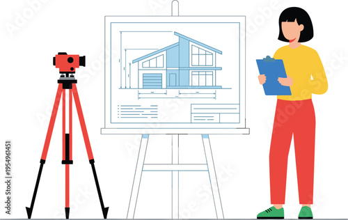 Engineer in hard hat holding blueprints at construction site with cranes excavators and structural building frames