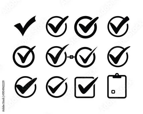 Correct and incorrect sign set, tick and cross mark icons for evaluation form, test result template, professional vector pack