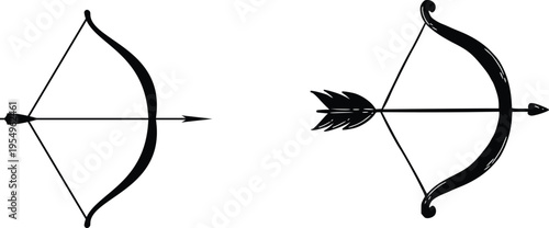 Simple Archery Bow Arrow Line Icon