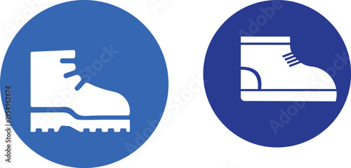 Round mandatory sign, ISO standard, safety footwear symbol, clean minimalist vector design