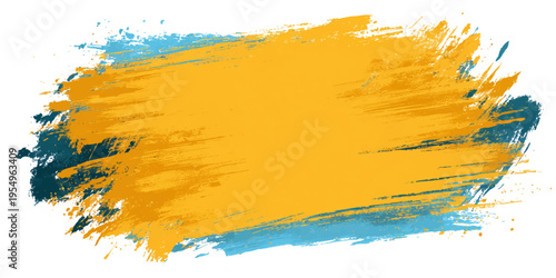 A captivating abstract blend of bold yellow, and azure hues, creating a dynamic design element, brush strokes, and adding a touch of artistic flair. 