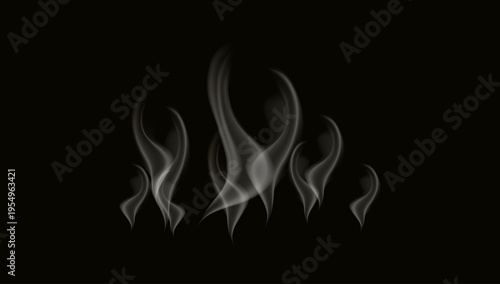 Abstract smoke shapes dark background flowing vapor lines vector illustration design element for atmospheric effects mystery design and creative visual use