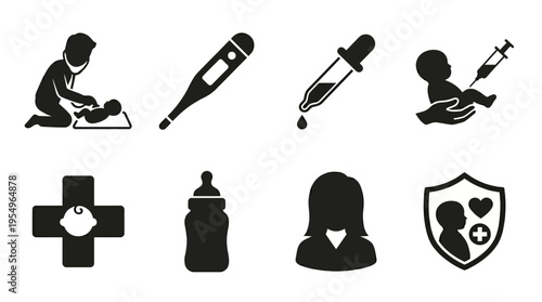 Prenatal Care & Pregnancy Vector Icons – Ultrasound, Hospital, Consultation & Maternal Health