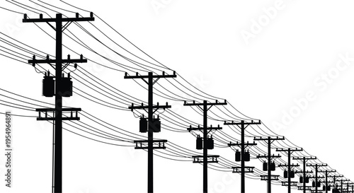 Utility pole silhouette collection, power line outline figure, electrical motif illustration, infrastructure icon art, energy design graphic, urban symbol image