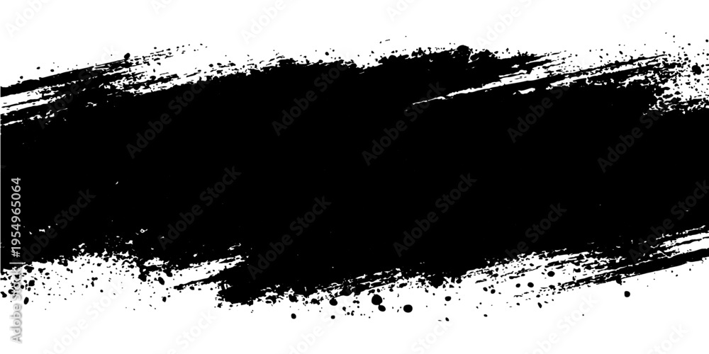 Fototapeta premium Bold Black Brushstroke Across the Canvas. A textured black brushstroke spans the frame, creating a striking graphic element perfect for artistic, design, or expressive projects.