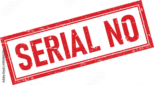 Red Distressed Rubber Stamp Impression Serial No on White Background Texture