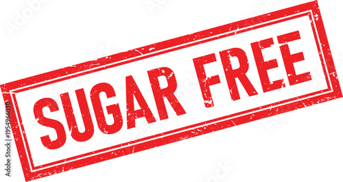 Red Distressed Rubber Stamp with Sugar Free Text on Transparent Background