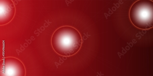 Abstract red background with multiple bright glowing white light orbs