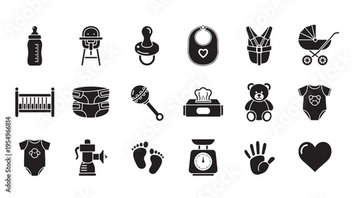 collection of baby and children icons flat design vector illustration