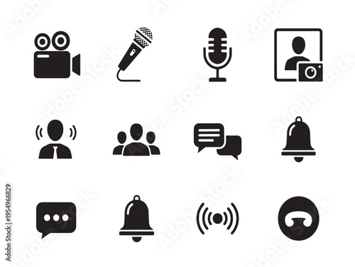 Collection of communication and media related icons