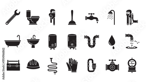 household and bathroom items flat design vector illustration set