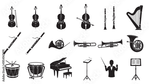 collection of musical instruments flat design vector illustration