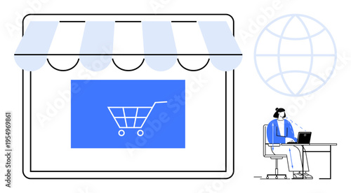 Online shopping concept. Online shopping combines digital retail, e-commerce, and global connectivity. Online shopping transforms the way people browse and purchase products. For e-commerce, retail
