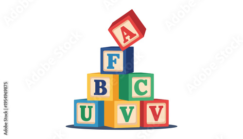 Colorful alphabet blocks stacked in a pyramid shape for learning