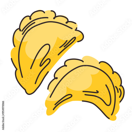 Empanadas, traditional Argentine, Spanish, Portuguese meat pies, doodle style