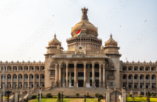 The Vidhana Soudha in Bangalore, tourist attraction of India. The seat of the state legislature of Karnataka