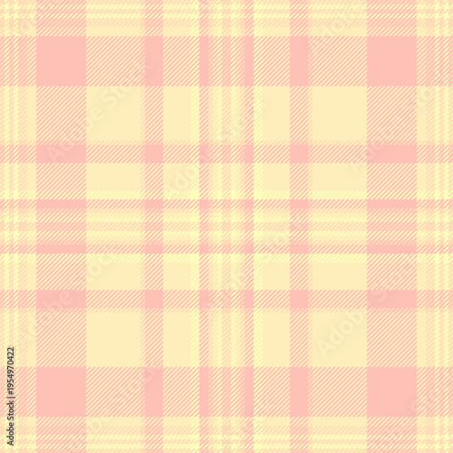 Graph check textile fabric, flannel texture tartan background. Mesh pattern plaid vector seamless in light and peach puff colors.