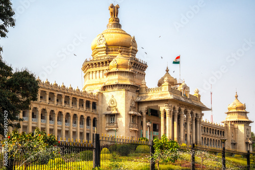 The Vidhana Soudha in Bangalore, tourist attraction of India. The seat of the state legislature of Karnataka