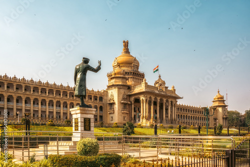 The Vidhana Soudha in Bangalore, tourist attraction of India. The seat of the state legislature of Karnataka