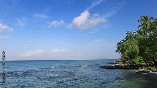 Beautiful tropical beach with blue sky and turquoise sea