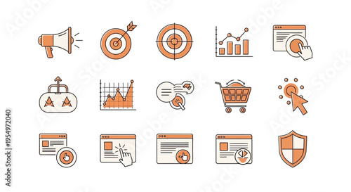 Collection of business strategy icons.