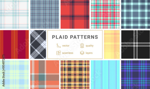 Plaid bundle for seasonal planners and journals. Coordinated pages feel structured and festive. Vector format prints sharply.