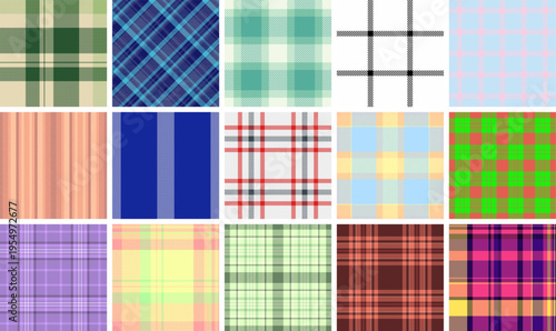 Plaid pack developed for branding refresh. Craft tartan designs add charm and creativity. Vector files support updates.
