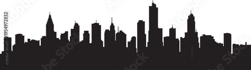 City skyline silhouette with tall buildings and skyscrapers