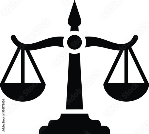 Justice Scale Icon Balance Law Symbol Legal Equality Court Judgement Concept Isolated Black Vector Illustration on White Background