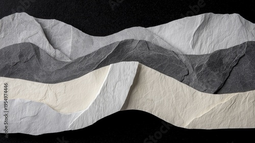 A black background with a white, gray, and beige abstract art piece.