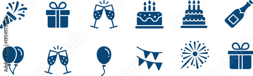 Birthday Celebration Icons Set vector illustration
