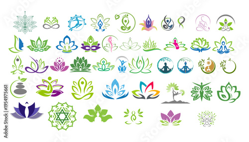 Wellness web icon set in line style. Relaxation, spa, sleep, yoga, health, lifestyle, spiritual practice, meditation, collection. Vector illustration.