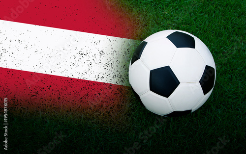 Football Austria nation flag on Green Field , soccer supporters in tournament