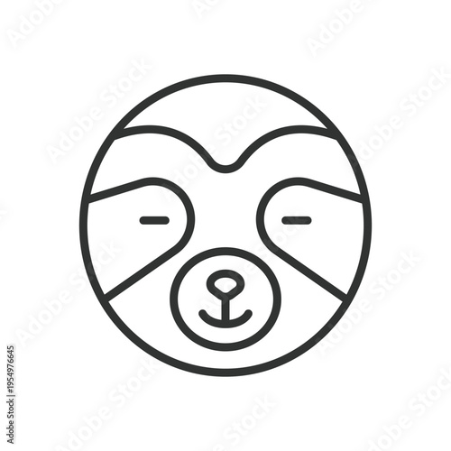 Sloth face, icon in line design. sloth, animal, slow, mammal, jungle, cute, wildlife on white background vector. sloth face editable stroke icon