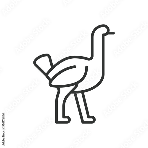 Ostrich, icon in line design. ostrich, bird, animal, wildlife, africa, long neck, running on white background vector. ostrich editable stroke icon