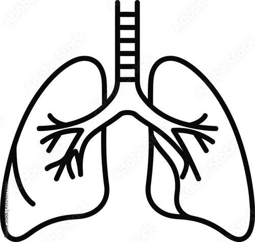 Human lungs icon, respiratory system symbol, vector illustration